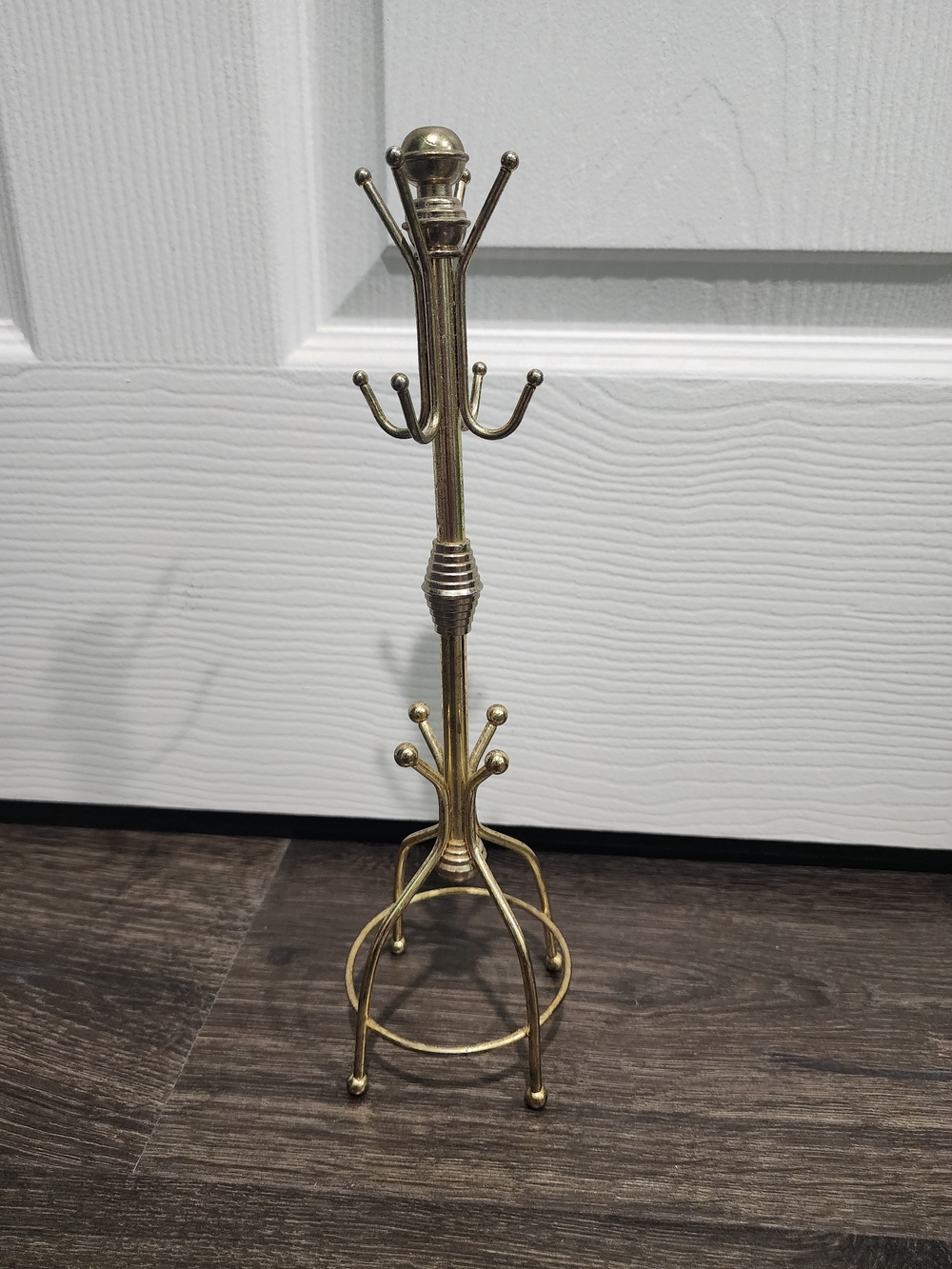 Vintage Brass Miniature Coat Tree Jewelry Holder Key Rack 12"